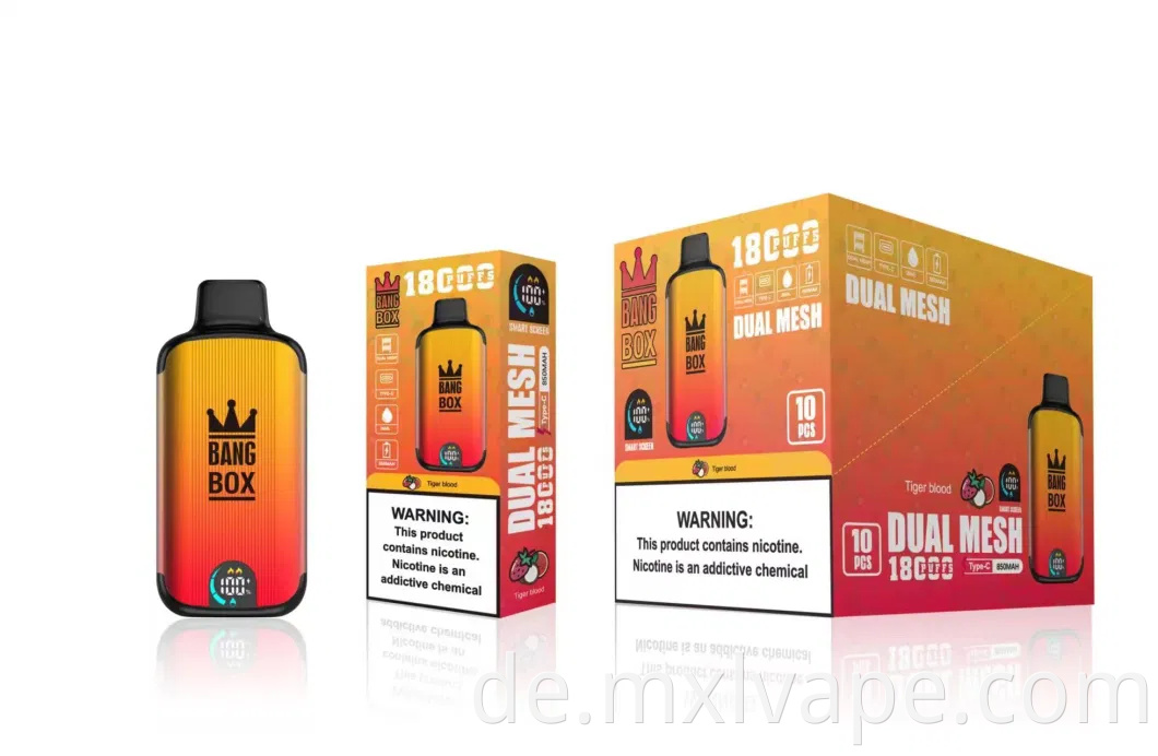 Europa am beliebtesten Einweg -E -Zigarette günstiger Preis Bang Box 18000/18k Puff